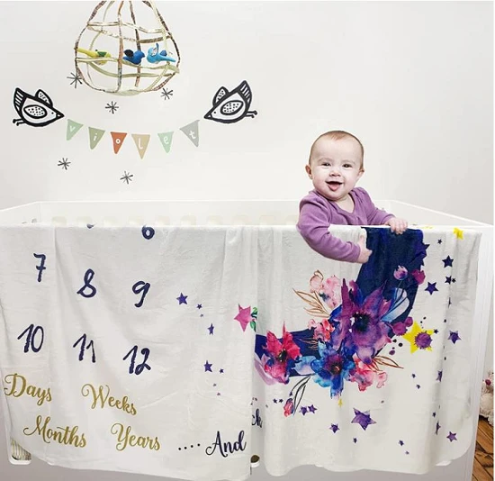 100% Polyester Baby Milestone Blanket 