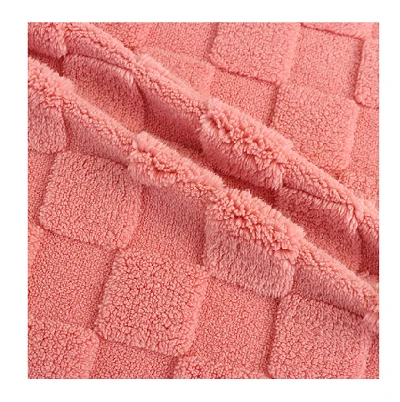 Gwiriwch Ffabrig Sherpa Cig Oen Jacquard