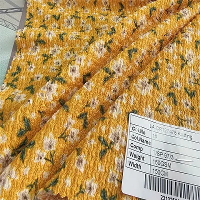 Ffabrig Pleated Argraffedig