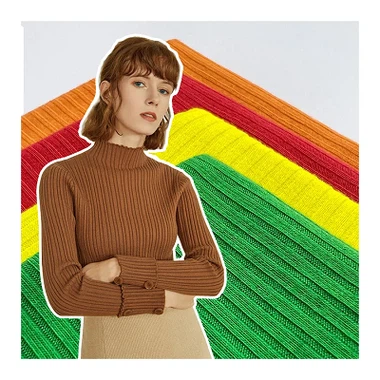 Stretch Ffabrig Rib Polyester Spandex Ar gyfer siwmper