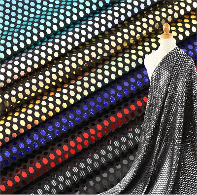 Ffabrig ffrog llwyfan sgleiniog